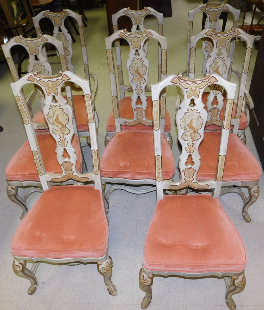 Set 8 Paint Decorated Bird Motif Dining Chairs By Heritage Drexel (1 of 11)