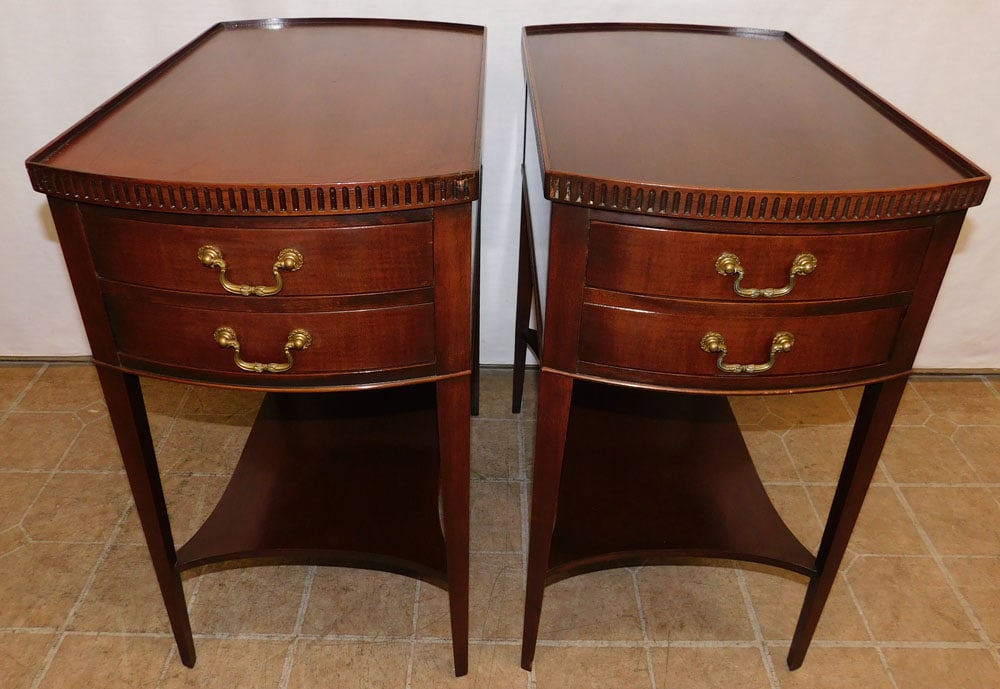 Pair Mahogany Two Drawer End Tables (1 of 4)