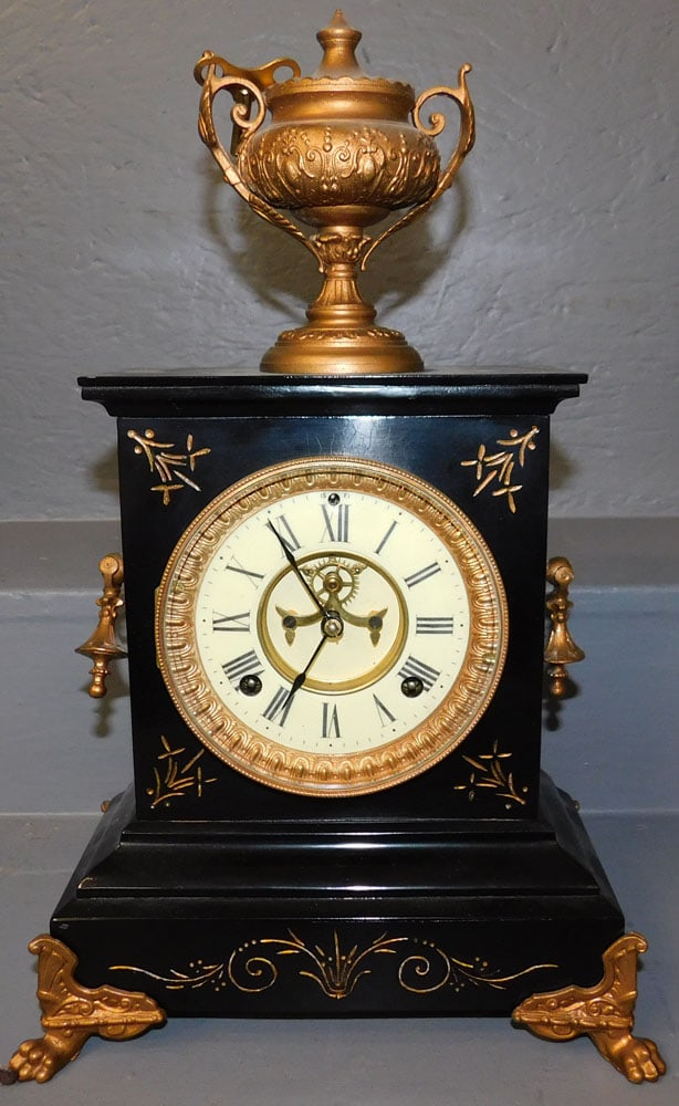 Painted Cast Iron Gilt Metal Shelf Clock (1 of 6)