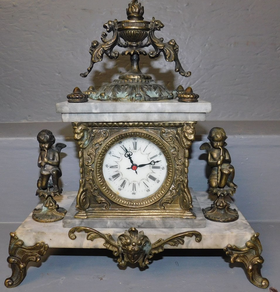 French Marble & Brass Shelf Clock (1 of 5)