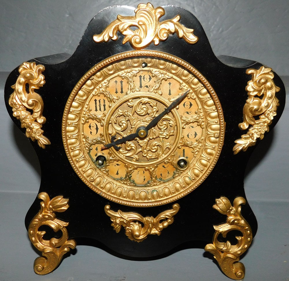 Painted Cast Iron Gilt Metal Shelf Clock (1 of 5)