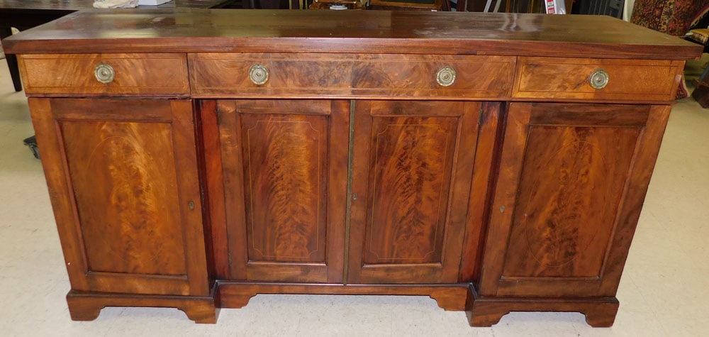 19th C Mahogany Inlay Side Board (1 of 14)