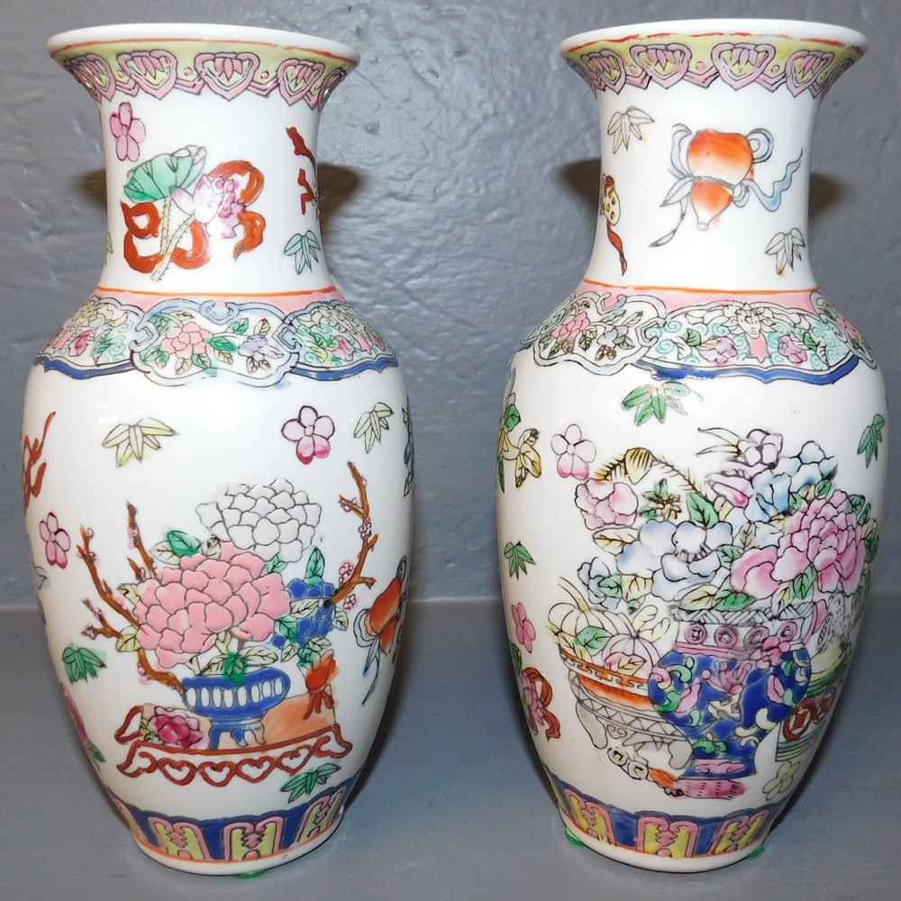 Pair Oriental Porcelain Vases (1 of 3)