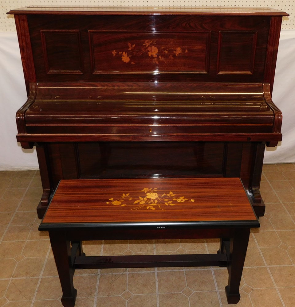 Italian Rosewood Inlay Piano By  J. G. Irmler Leipzig With Bench (1 of 17)