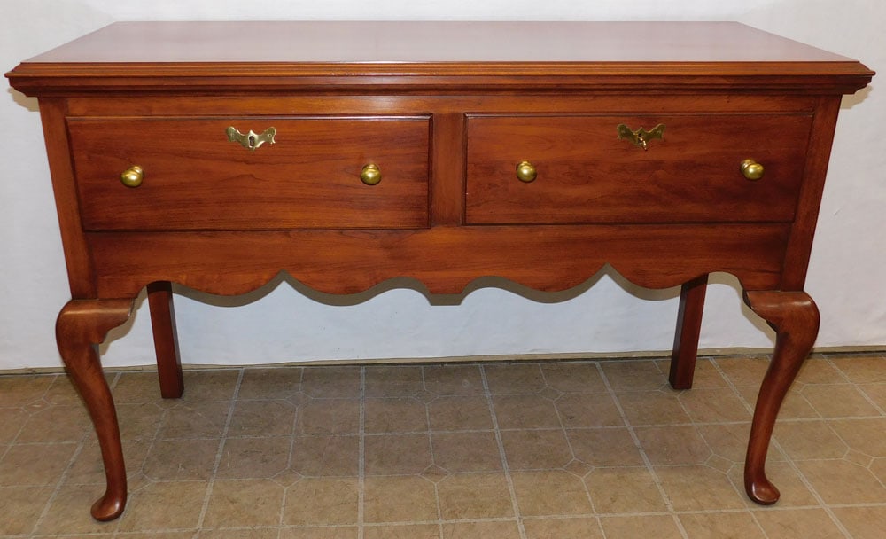 Cherry Two Drawer Queen Anne Style Server "Jamestown Colony" By Henkel Harris (1 of 9)