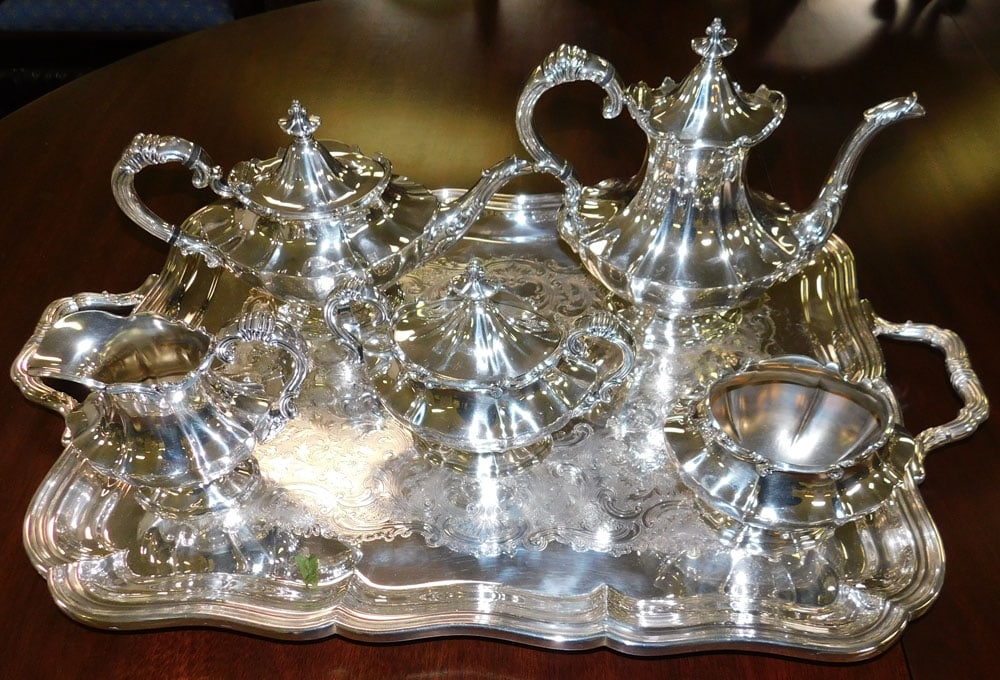 6 Pc Silverplate Tea Set By Reed & Barton & Tray By Gorham (1 of 7)