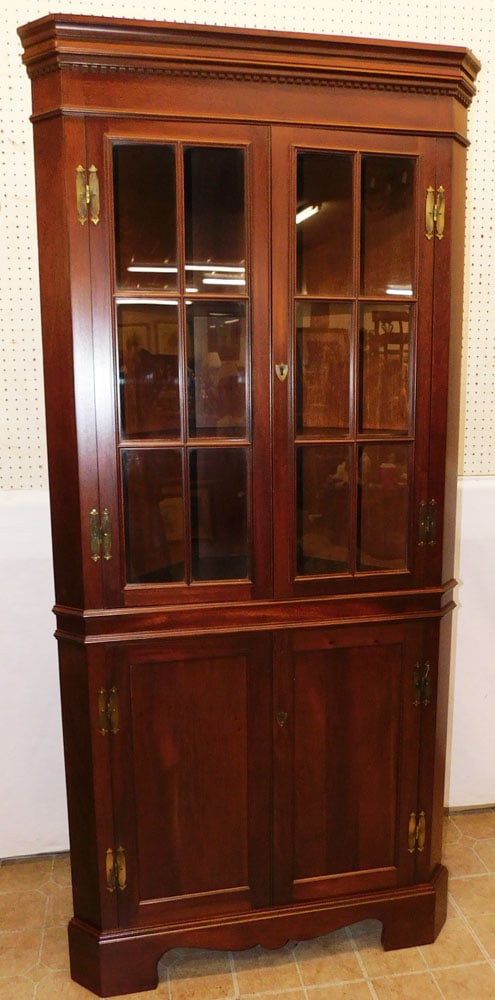 Mahogany 12 Pane Glass Door Corner Cabinet By Craftique (1 of 7)
