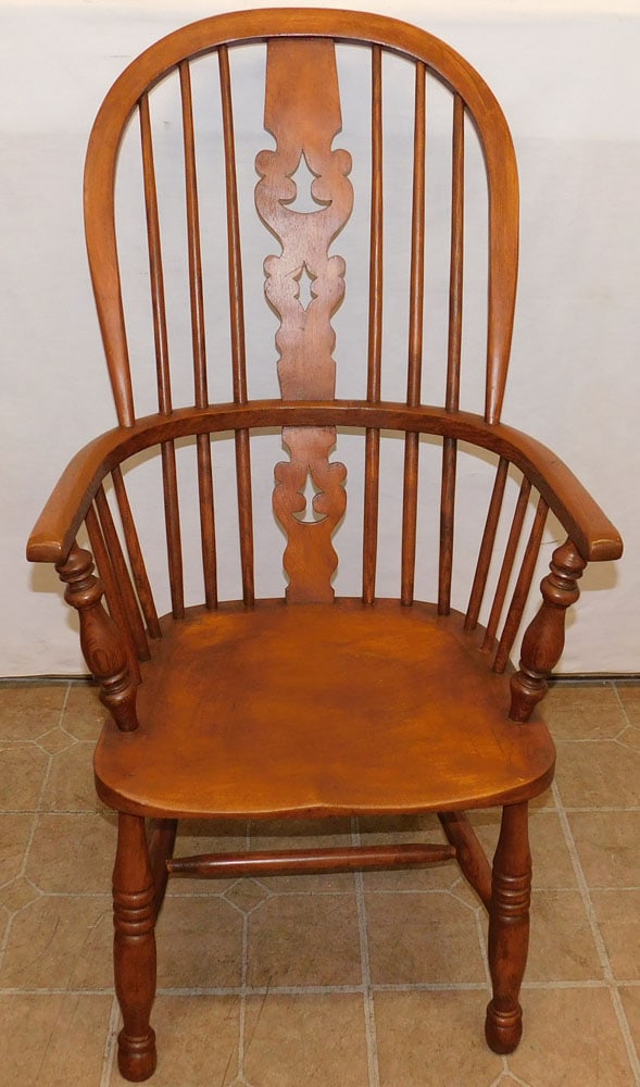 Antique Elm Wood Windsor Arm Chair (1 of 4)