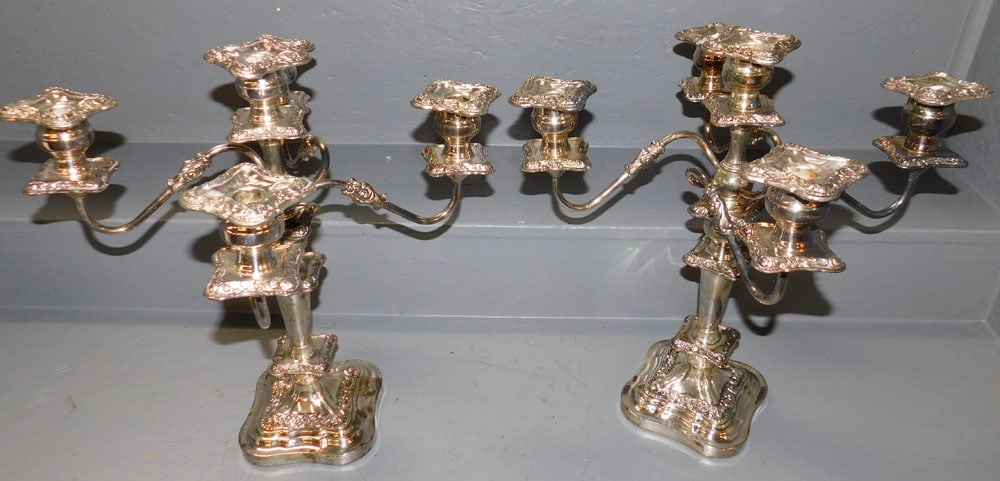 Pair Silver Plate 5 Light Candelabras (1 of 4)