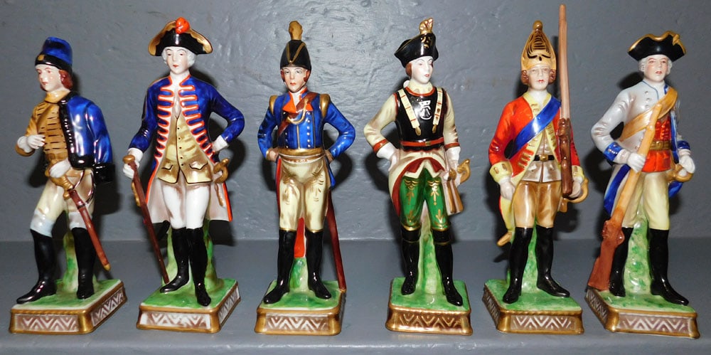 Lot 6 Porcelain Dresden Soldier Figurines (1 of 5)