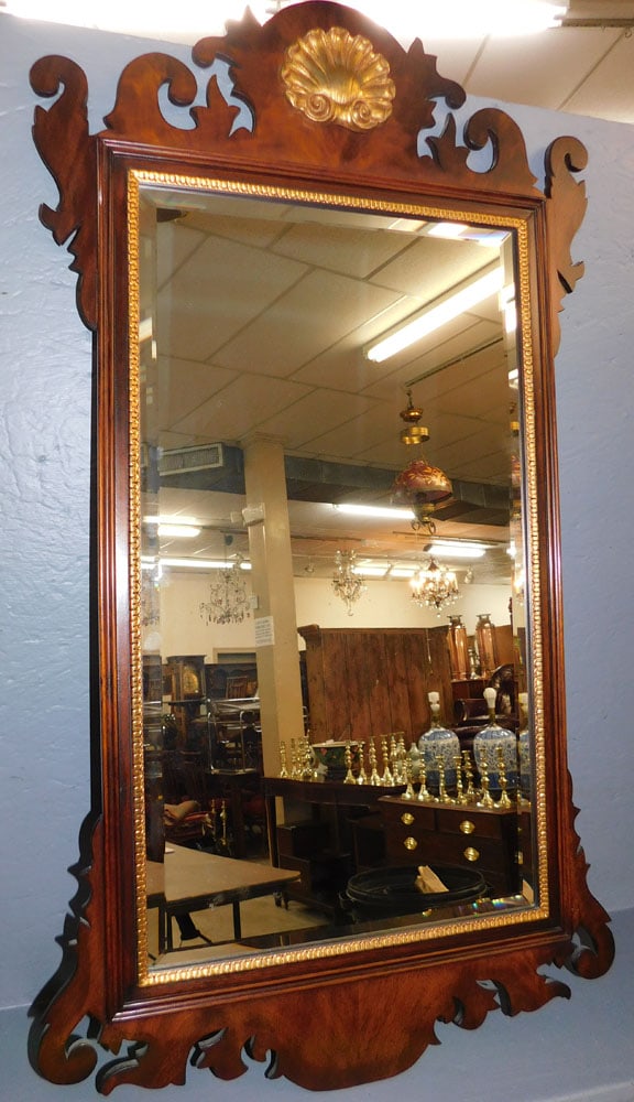 Mahogany Framed Shell Crest Mirror By Henkel Harris (1 of 5)