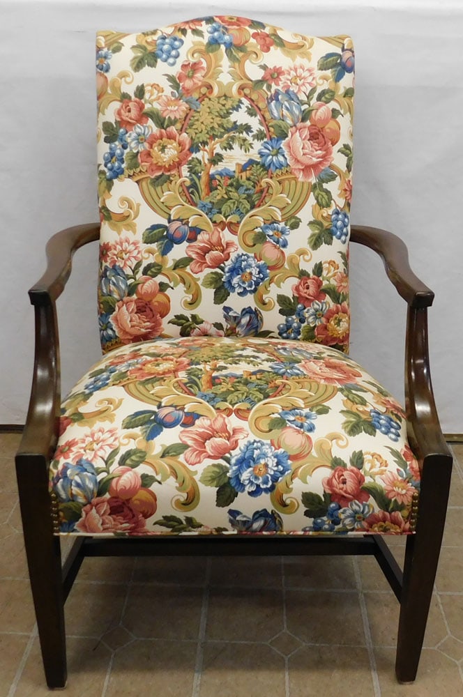 Walnut Upholstered Library Chair (1 of 7)