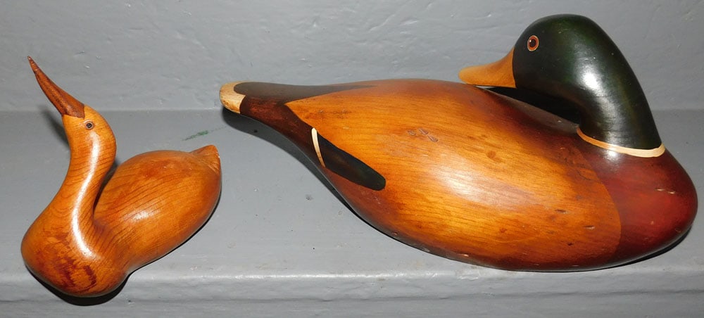 Two Wood Carved Ducks - Signed & Dated (1 of 4)