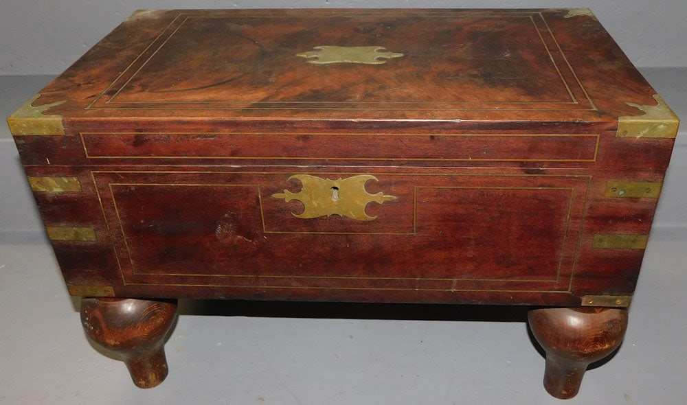 19th C Mahogany Brass Bound Box On Legs (1 of 5)