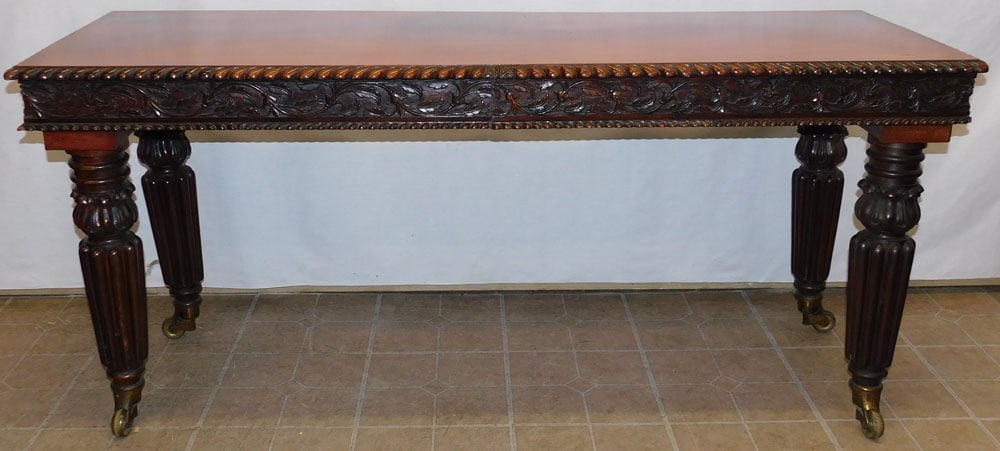 19th C Rosewood Carved Console With Brass Castors (1 of 7)