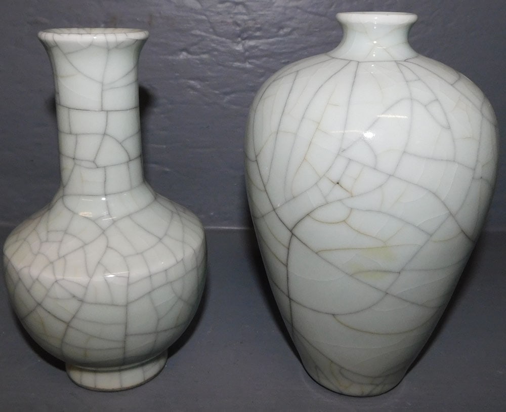 Two Celadon Crackle Ware Porcelain Vases (1 of 3)