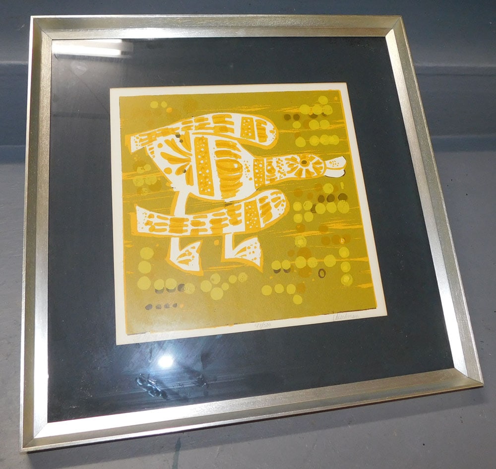 Framed Mid Century Modern Print " Flying Duck"  - Pencil Signed & Numbered #47/500 (1 of 5)