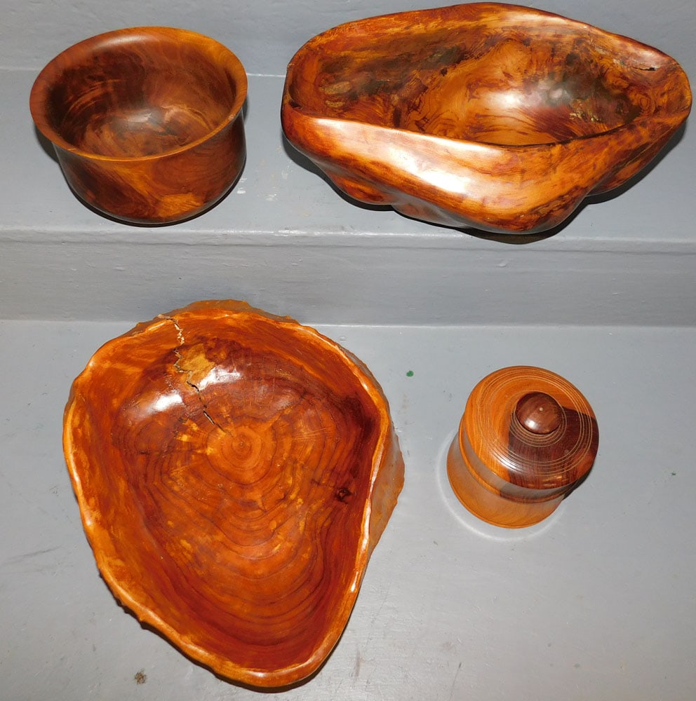 Lot Burl Wood Carved Bowls (1 of 9)