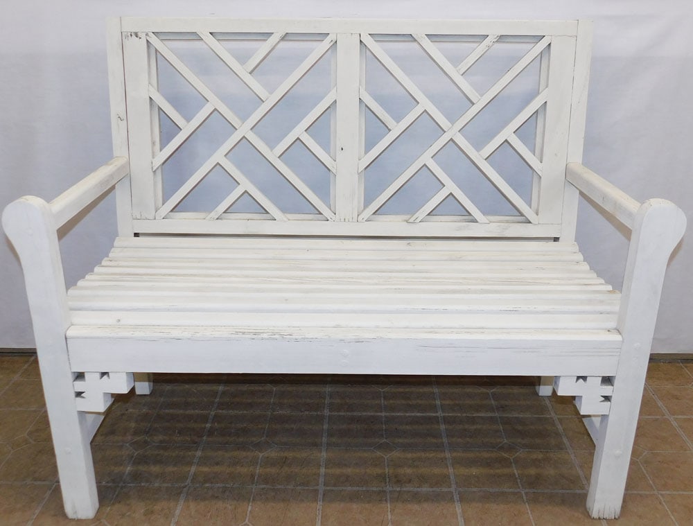 Painted Pine Chippendale Style Bench (1 of 6)