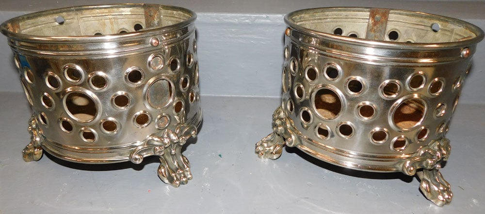 Pair Antique Silver Plate Open Work Jardinières (1 of 5)