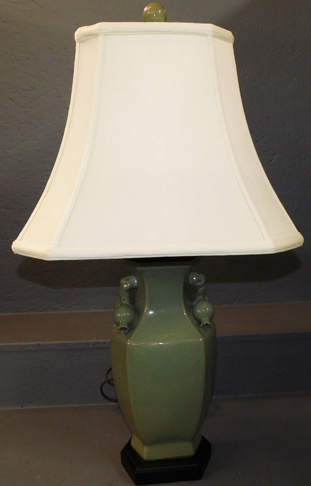 Celadon Porcelain Vase Made Into Lamp (1 of 4)