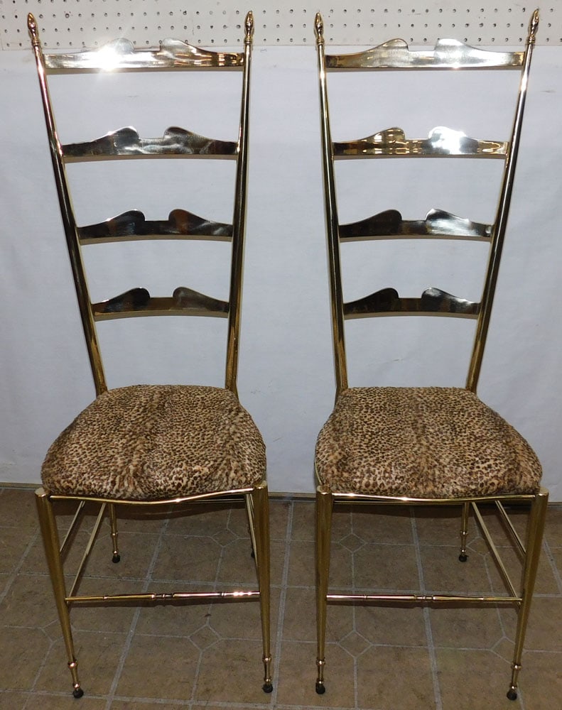 Pair Vintage Brass Italian Chiavari Chairs (1 of 8)
