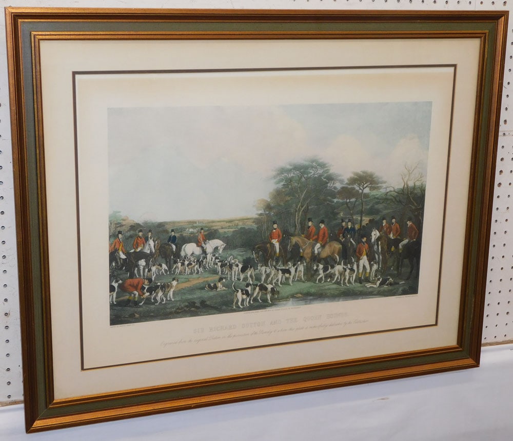 Framed Fox Hunt Engraving Entitled 'Sir Richard Sutton & The Quorn Hounds' (1 of 4)