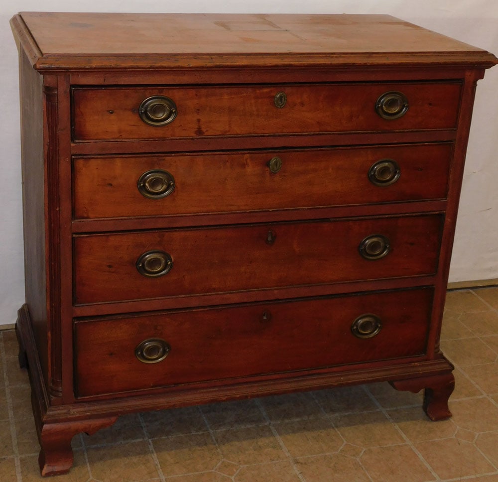 Late 18th Century American Cherry 4 Drawer Fluted Column Chest (1 of 8)