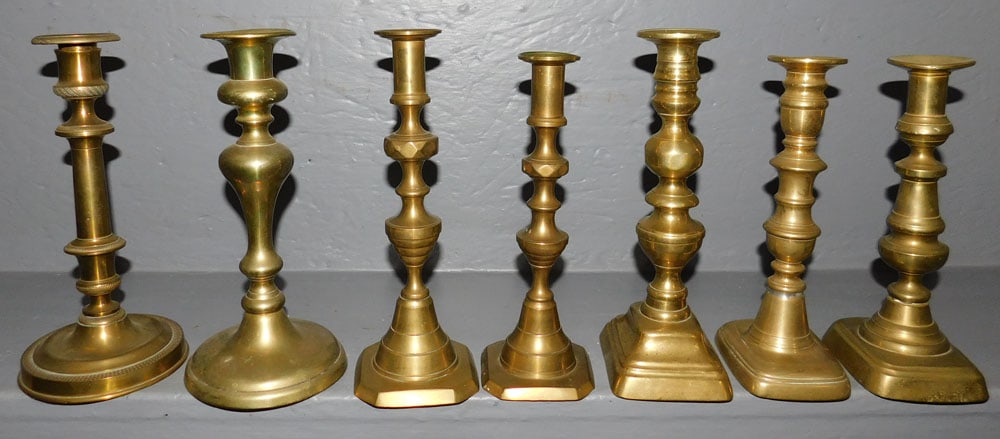 Lot Antique Brass Candlesticks (1 of 4)