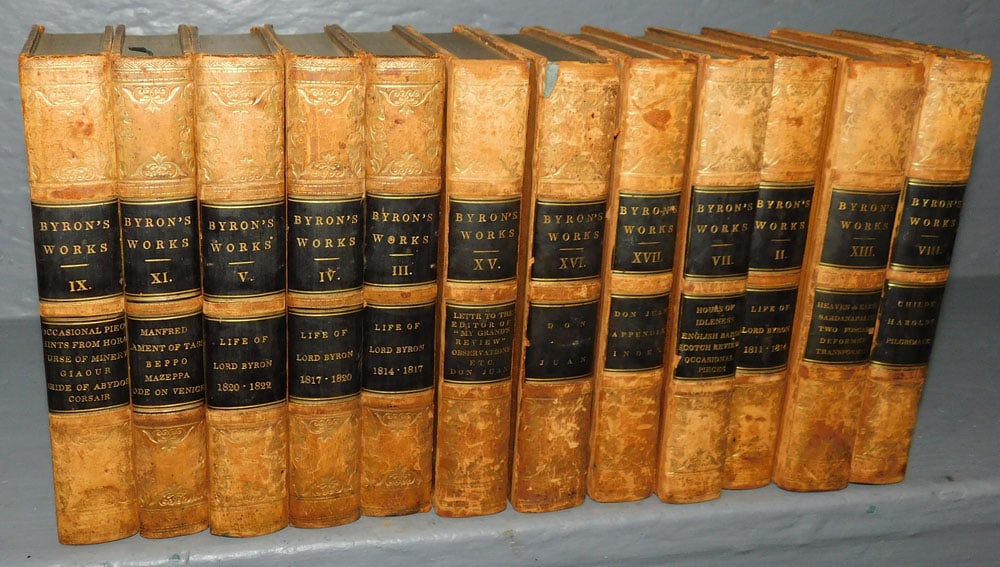 12 Volumes Leather Bound Books " Byron's Works" (1 of 4)