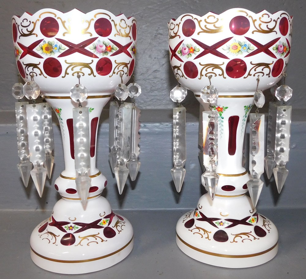 Pair Bohemian Cut To Clear Lusters (1 of 3)