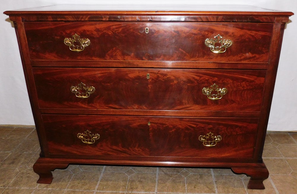 19th C American Mahogany Three Drawer Chest With Reeded Columns (1 of 6)