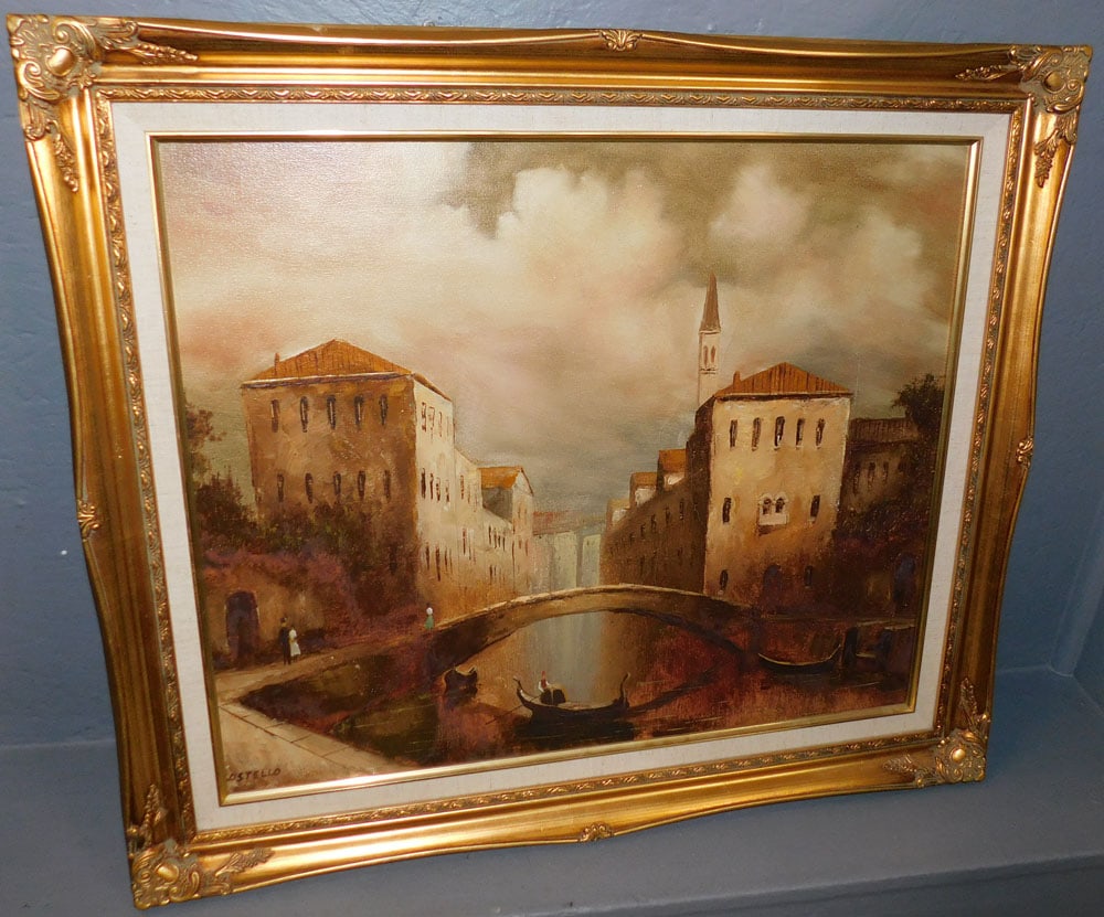 Framed Oil On Canvas Venetian Scene - Signed (1 of 4)