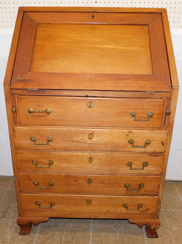 Antique Mahogany Slant Front School Master Desk Auction