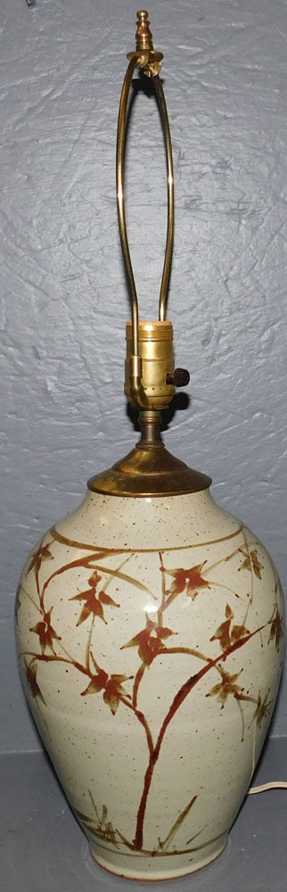 Signed Pottery Vase Lamp (1 of 3)