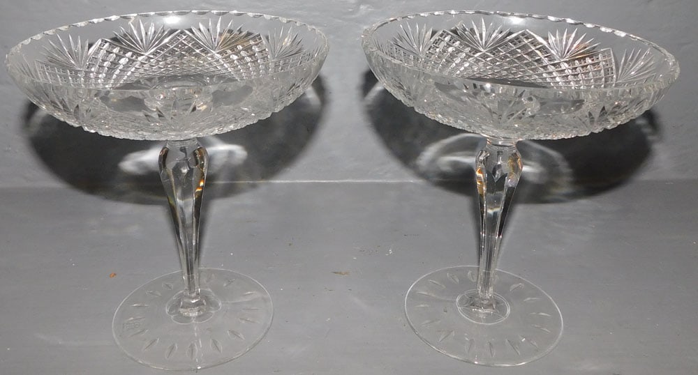 Pair Hawkes Cut Glass Compotes (1 of 3)