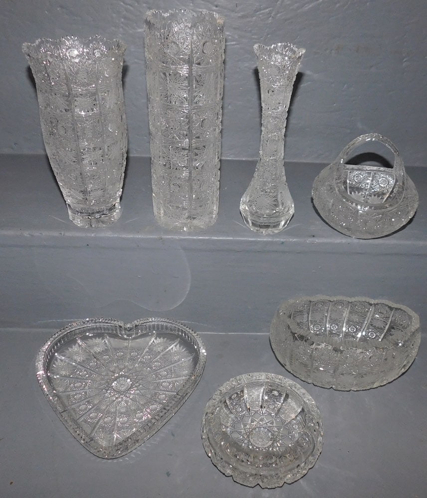 Lot 7 Cut Glass Items (1 of 3)