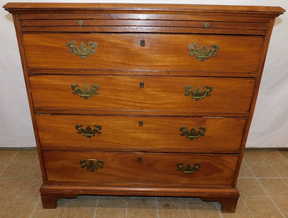19th C Mahogany Four Drawer Chest With Slide (1 of 6)