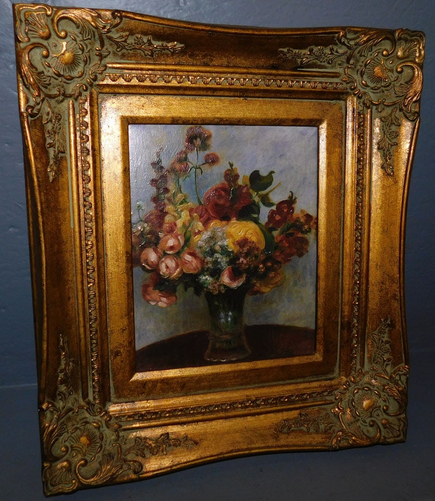 Framed  Oil On Canvas " Flowers In A Vase " Pierre - Augustas Renoir By Brushstrokes (1 of 4)