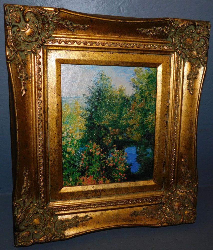Framed Oil On Canvas "Garden At Montgeron" Claude Monet By Brushstrokes: Framed Oil On Canvas "Garden At Montgeron" Claude Monet By Brushstrokes . 15 1/4" X 17" ALL DESCRIPTIONS AND ANY CONDITION STATEMENT GIVEN BY LANGSTON AUCTION GALLERY ARE STRICTLY OPINIONS AND LANGSTO