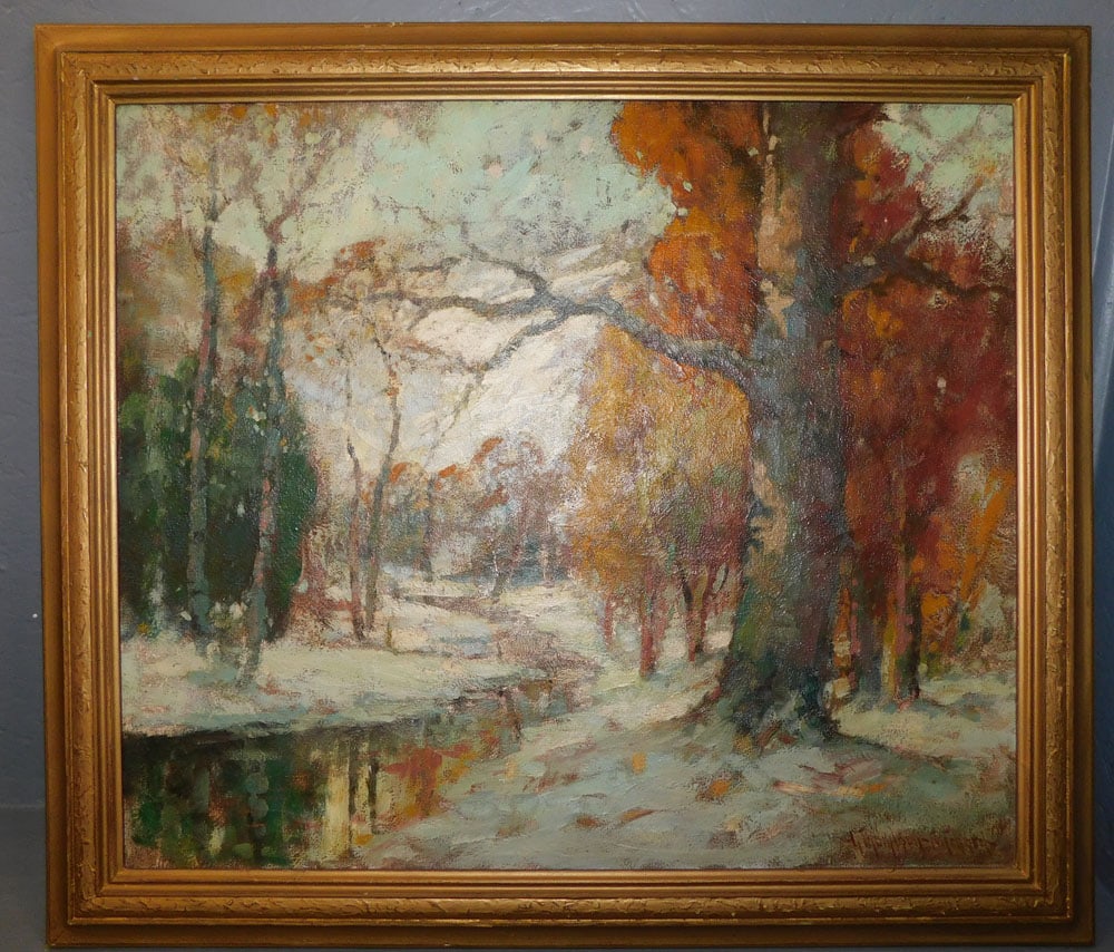 Oil On Canvas Snow Scene - Signed (1 of 4)