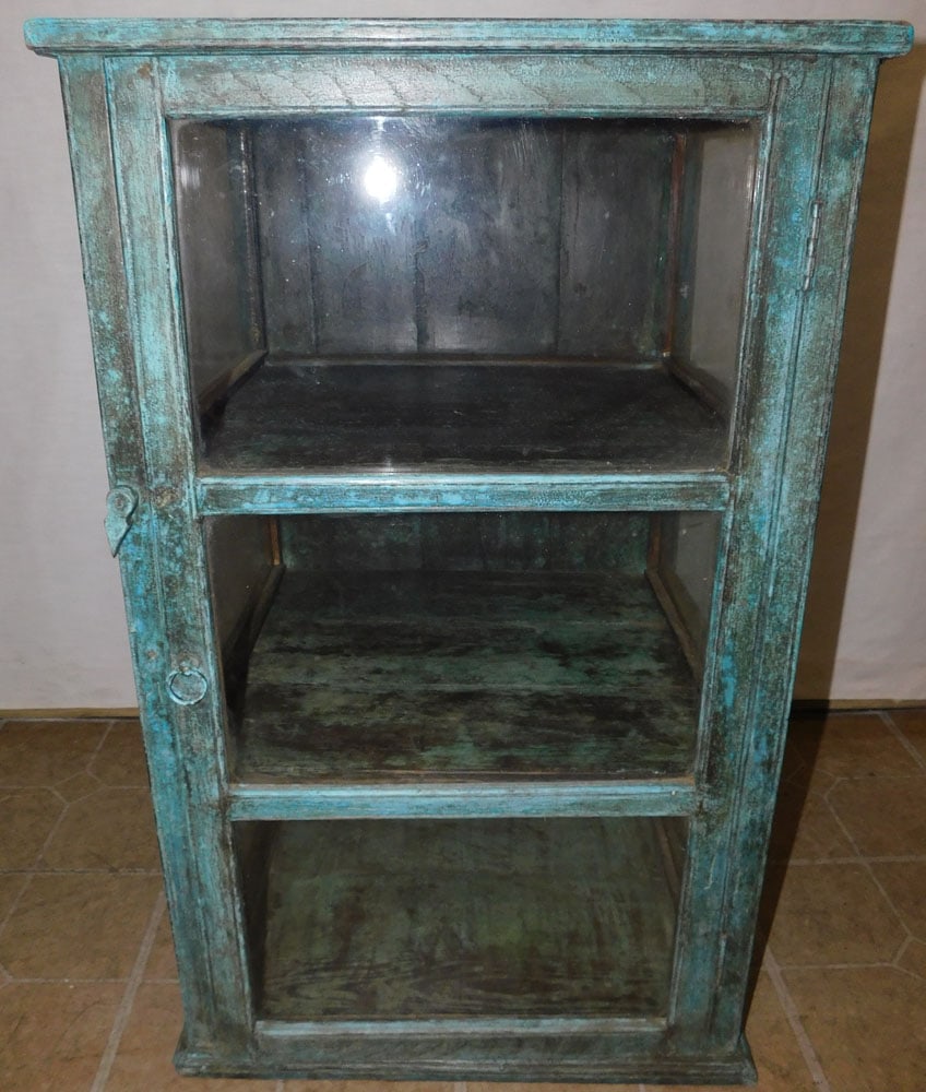 Antique Country Store Blue Painted Showcase (1 of 4)
