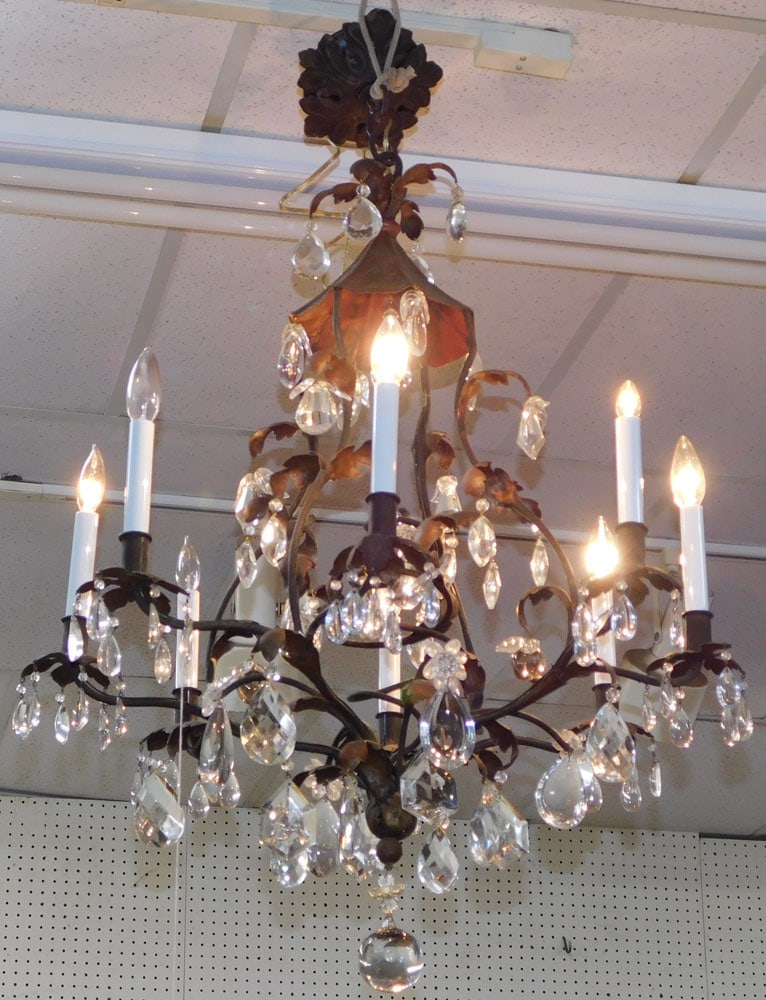 Painted Metal & Crystal 8 Light Chandelier (1 of 4)