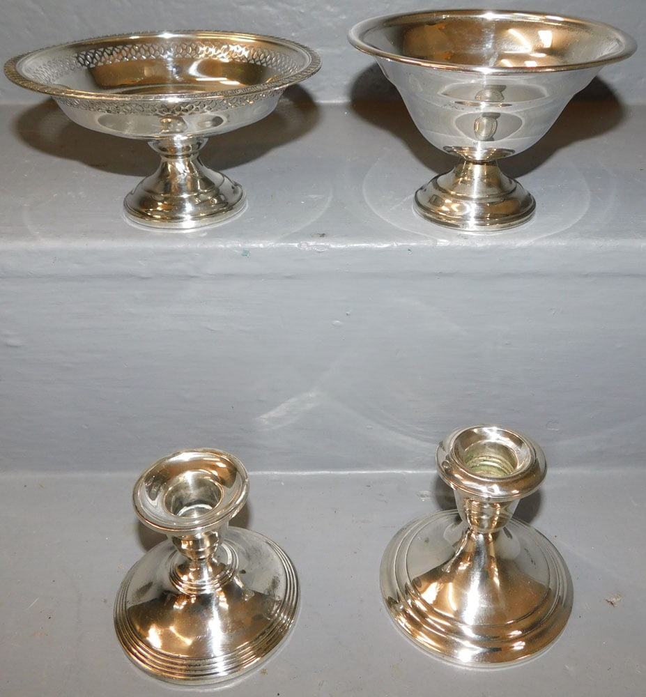 Two Sterling Weighted Candlesticks & Two Sterling Weighted Compotes (1 of 6)