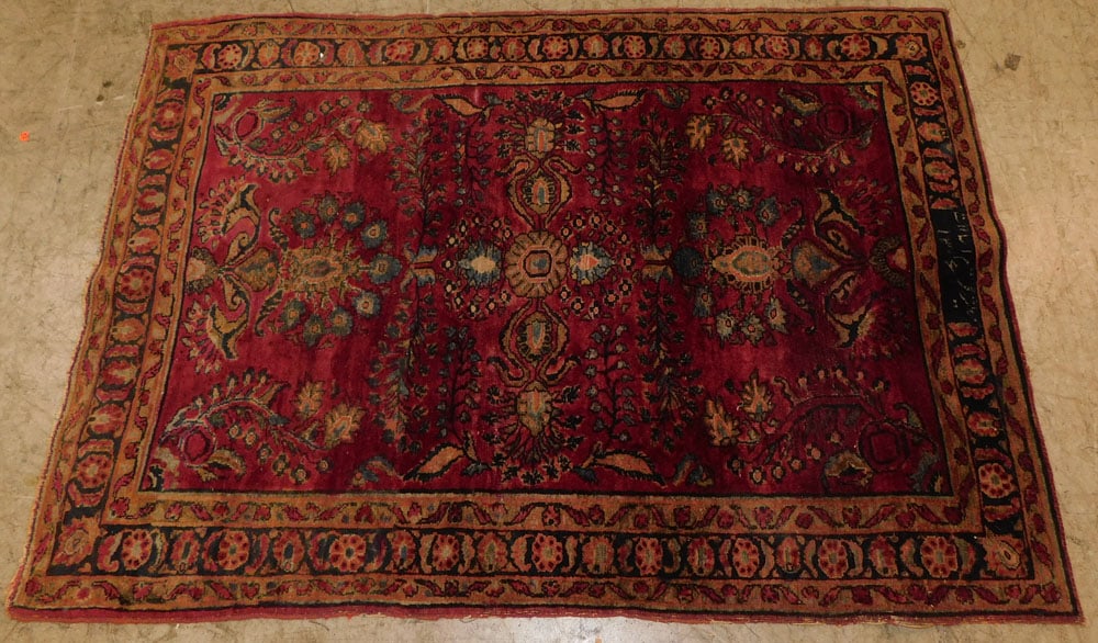 4' 8" X 3' 5" Antique Hand Made Sarouk Rug (1 of 4)