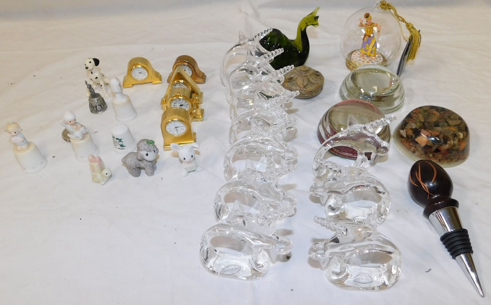 Lot Miniature Brass Clocks - Paperweights - Misc. Items (1 of 3)