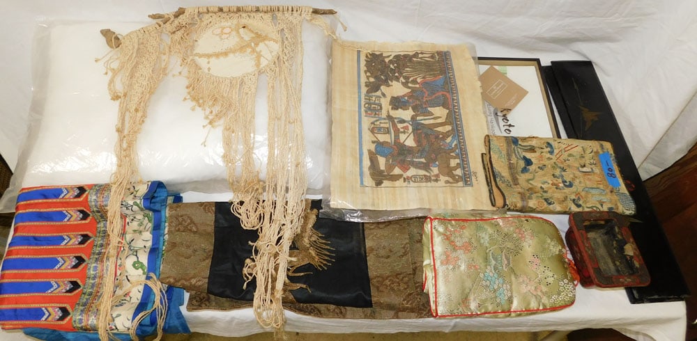 Lot Oriental Silks - Lacquered Panels (1 of 3)