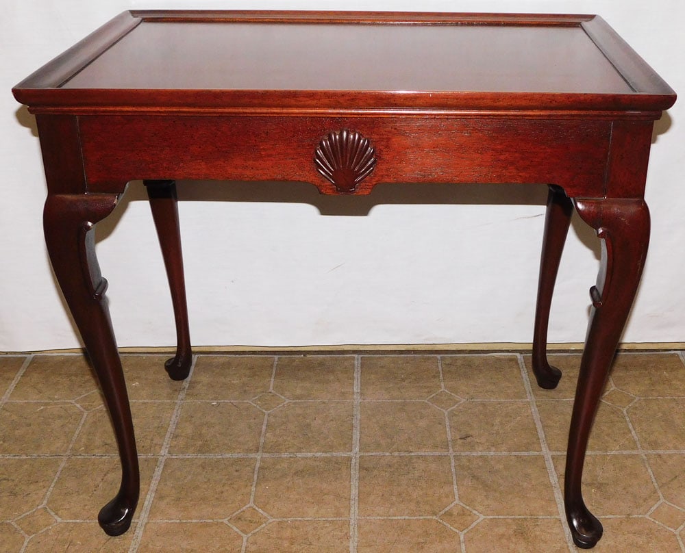 Mahogany Shell Carved Queen Ann Style Tea Table With Pull Out Slides (1 of 5)