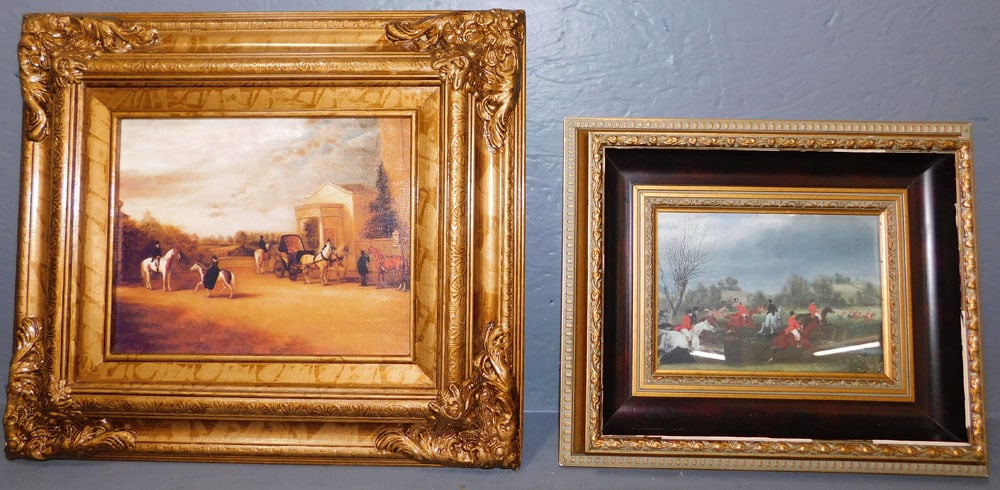 Two Framed Prints - Coaching & Fox Hunt Scenes (1 of 4)