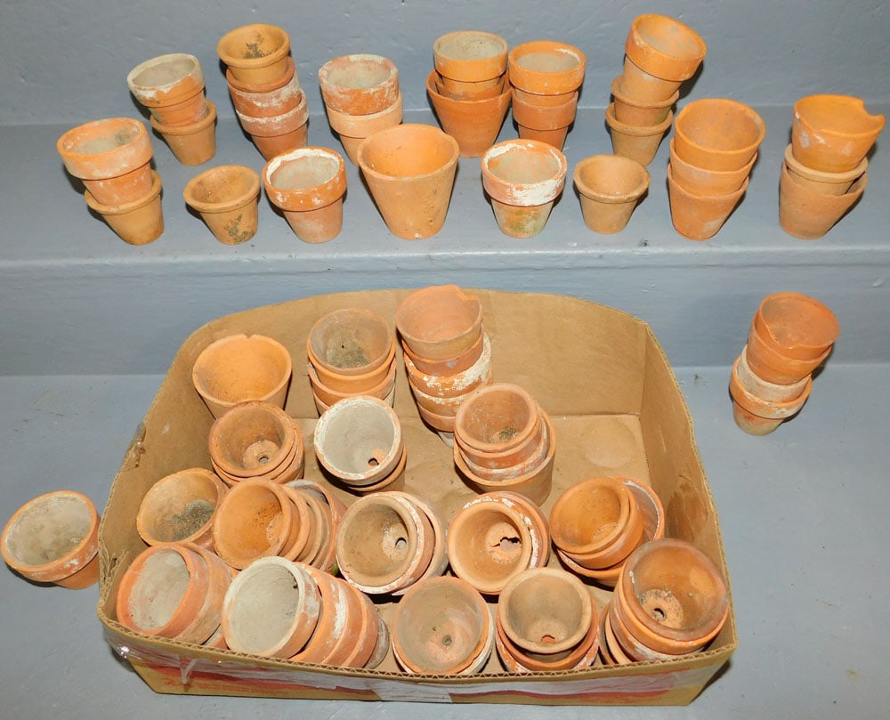 Collection Miniature Garden Clay Pots: Collection Miniature Garden Clay Pots. ALL DESCRIPTIONS AND ANY CONDITION STATEMENT GIVEN BY LANGSTON AUCTION GALLERY ARE STRICTLY OPINIONS AND LANGSTON'S SHALL HAVE NO RESPONSIBILITY FOR ERRORS OR OM